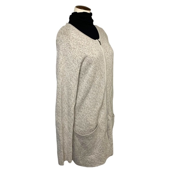 Nicole Miller Minimalist Neutral Tan Cotton Blend Zippered Cardigan Sweater XL - Picture 2 of 13